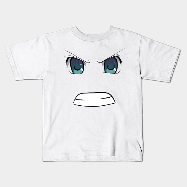 Angry Anime Face Kids T-Shirt by NyteVisions